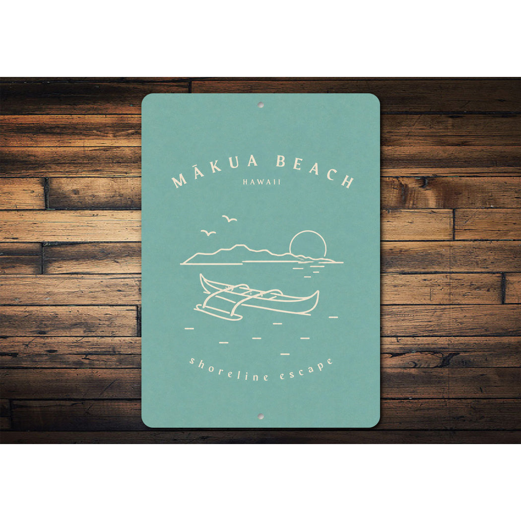 Makua Beach Shoreline Escape Sign