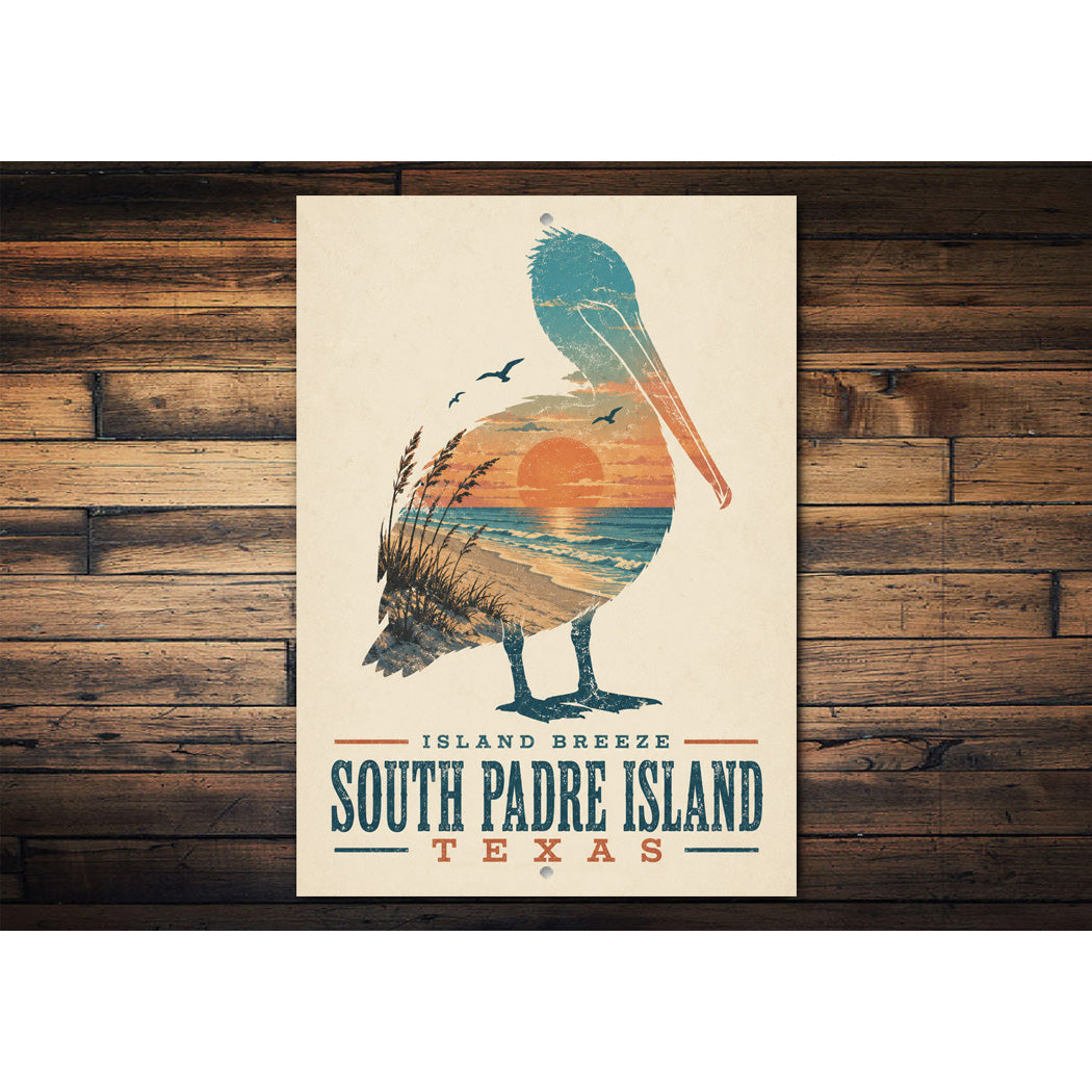 South Padre Pelican Sunset Sign