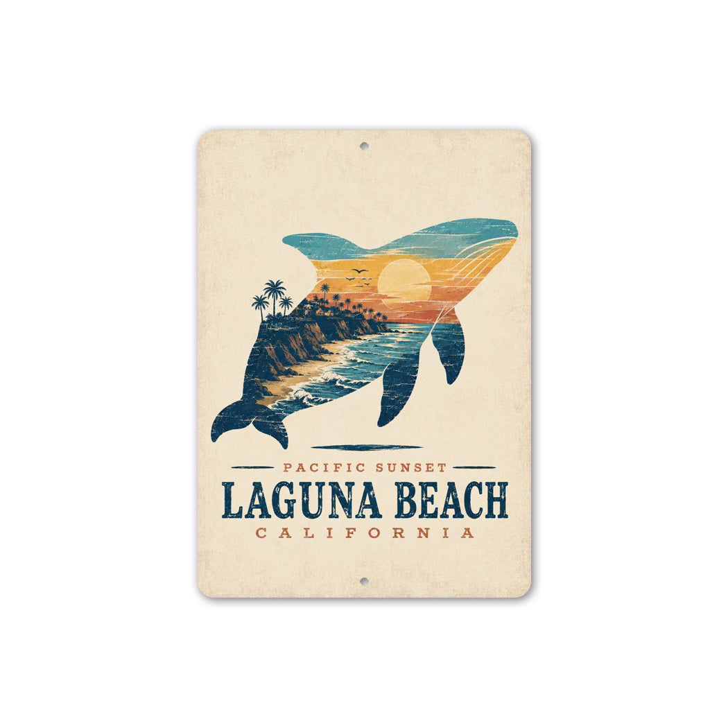 Laguna Beach Whale Sunset Sign