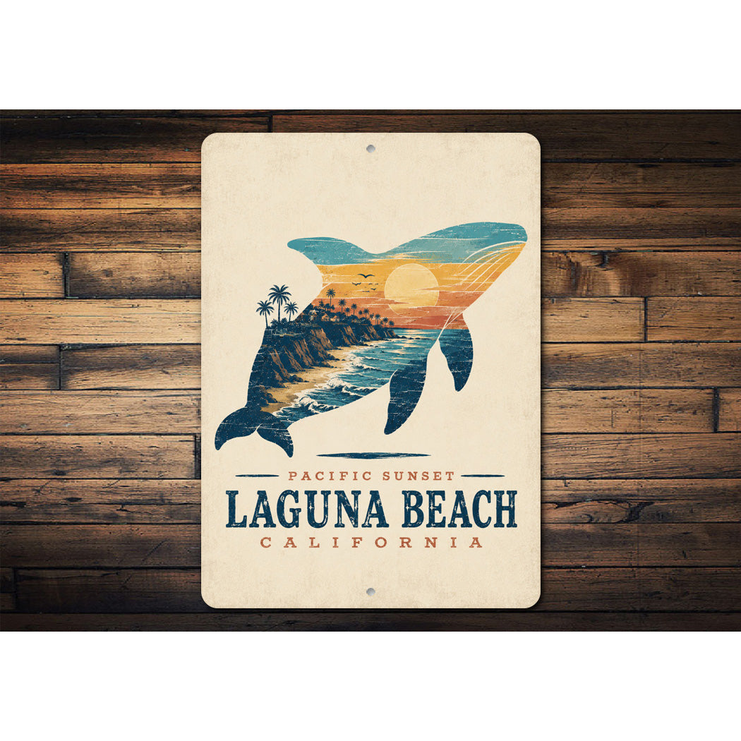 Laguna Beach Whale Sunset Sign