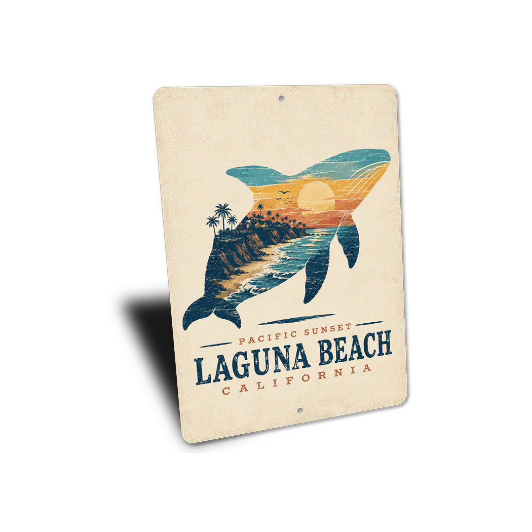 Laguna Beach Whale Sunset Sign