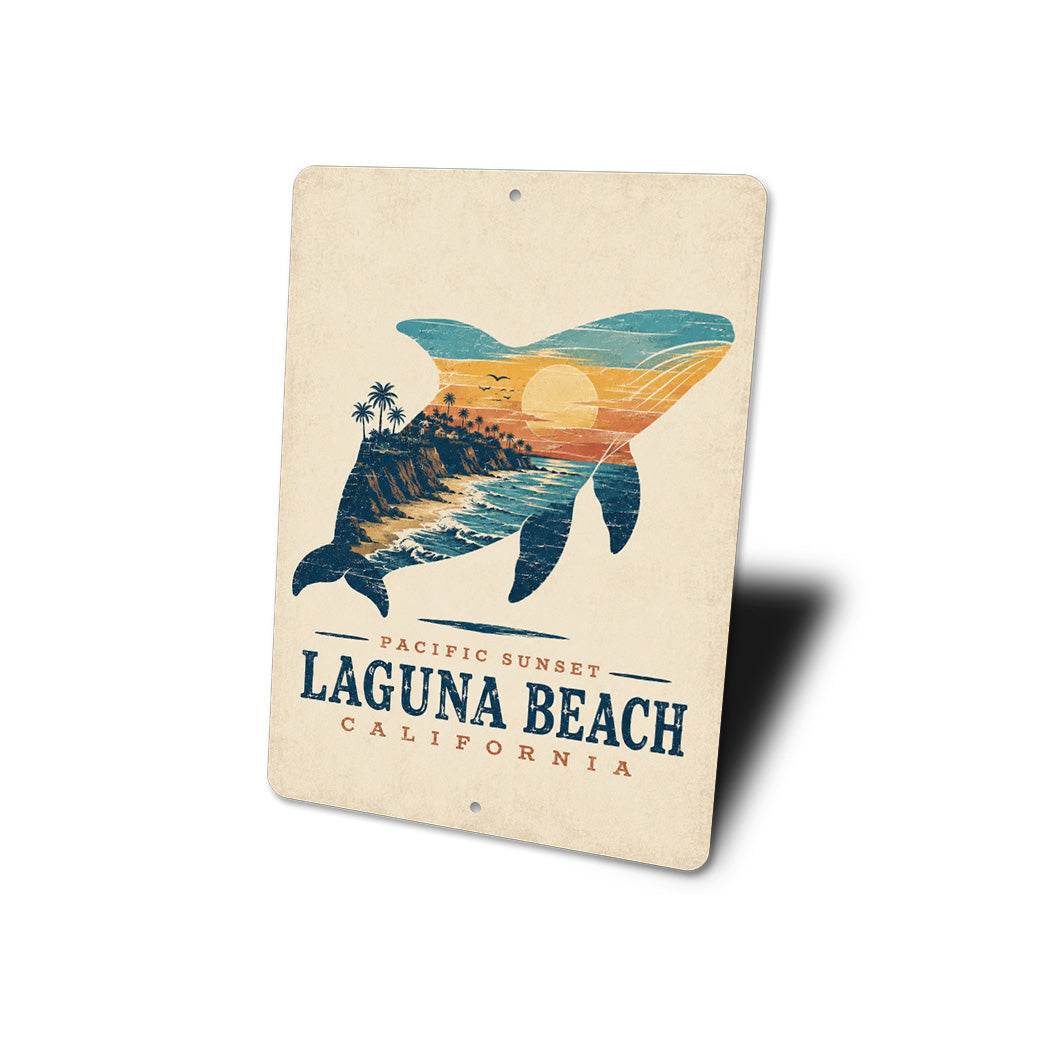 Laguna Beach Whale Sunset Sign