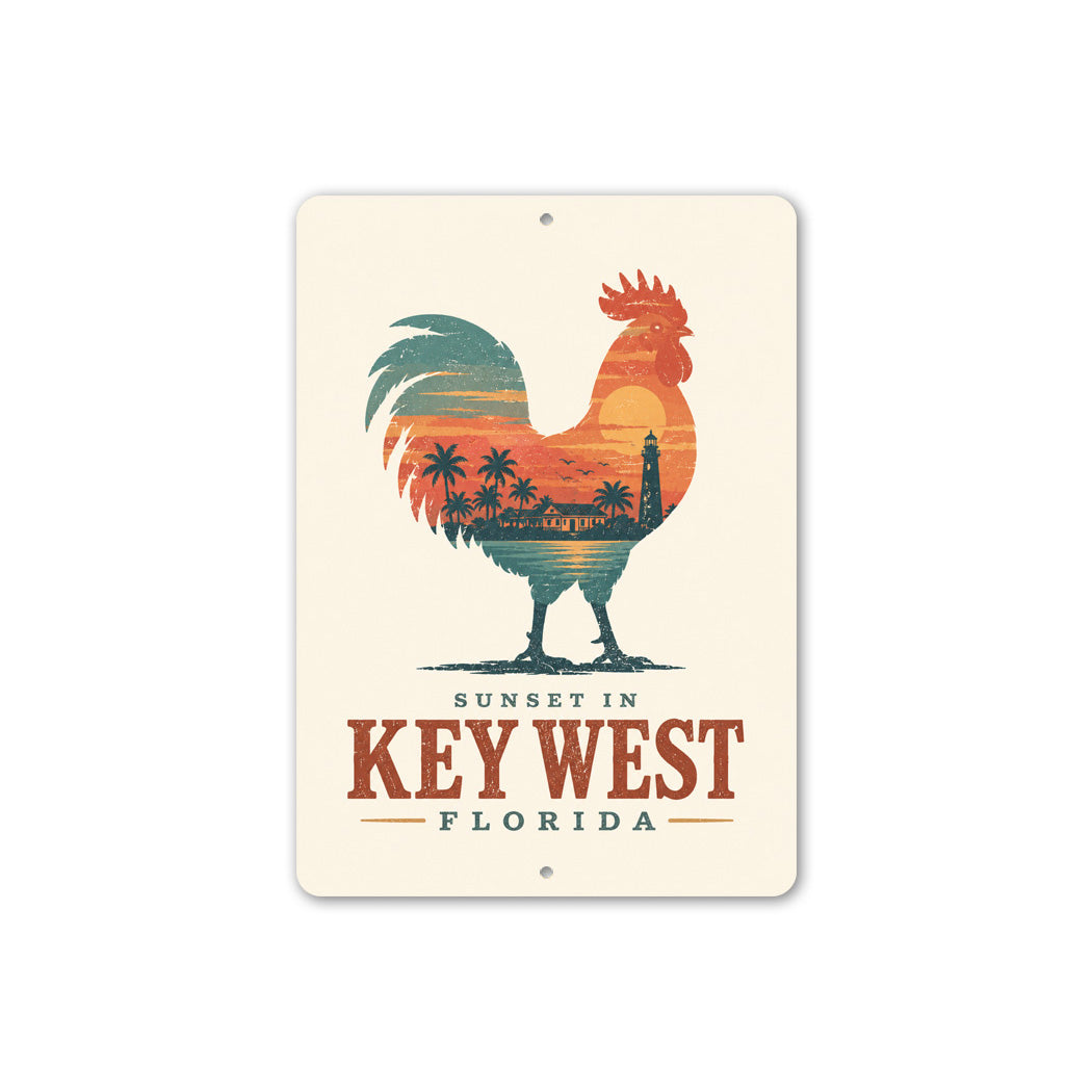 Sunset in Key West Rooster Sign