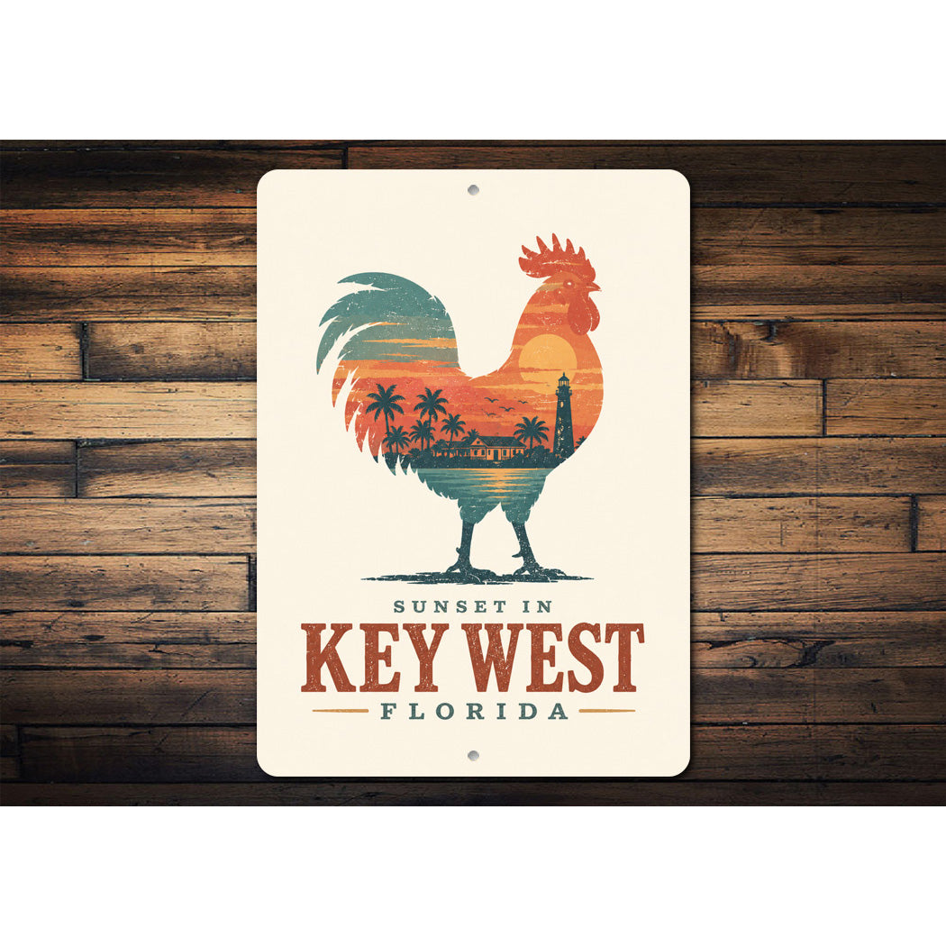 Sunset in Key West Rooster Sign