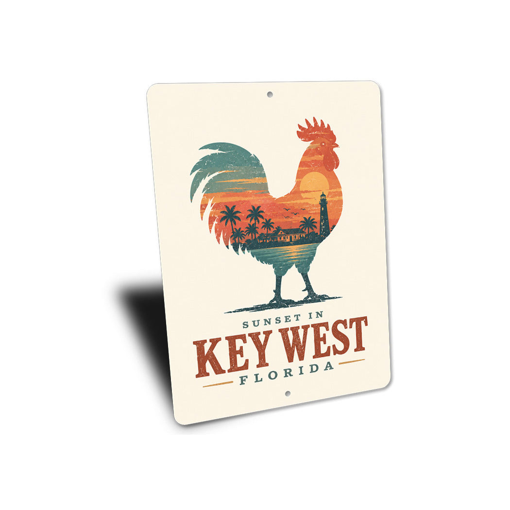 Sunset in Key West Rooster Sign