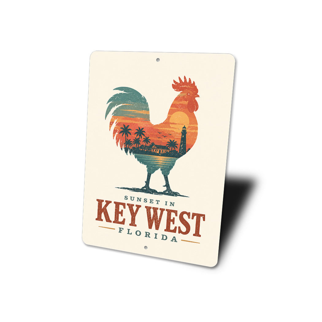 Sunset in Key West Rooster Sign