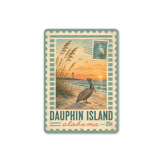 Dauphin Island Pelican Stamp Sign