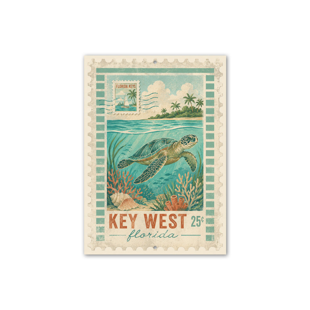 Key West Turtle Stamp Sign