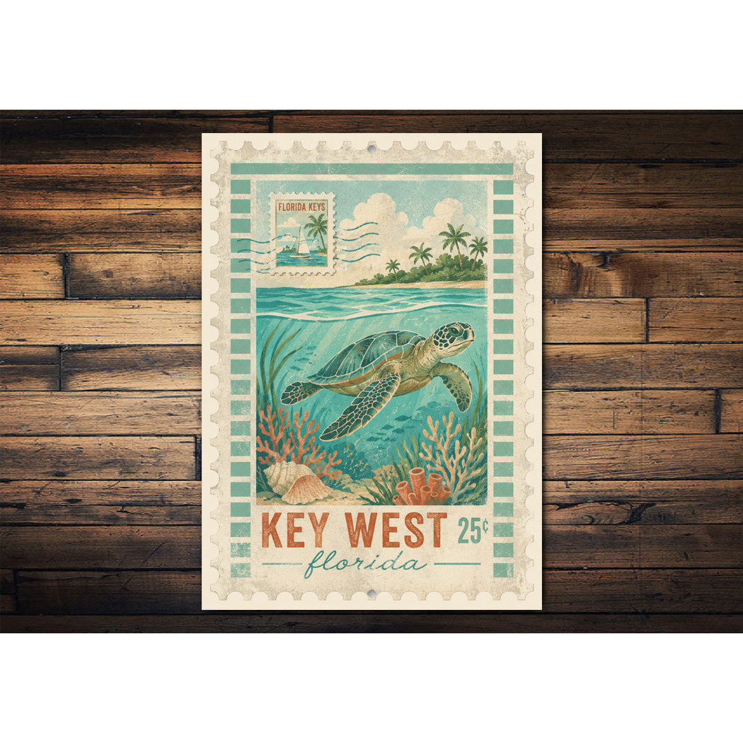 Key West Turtle Stamp Sign