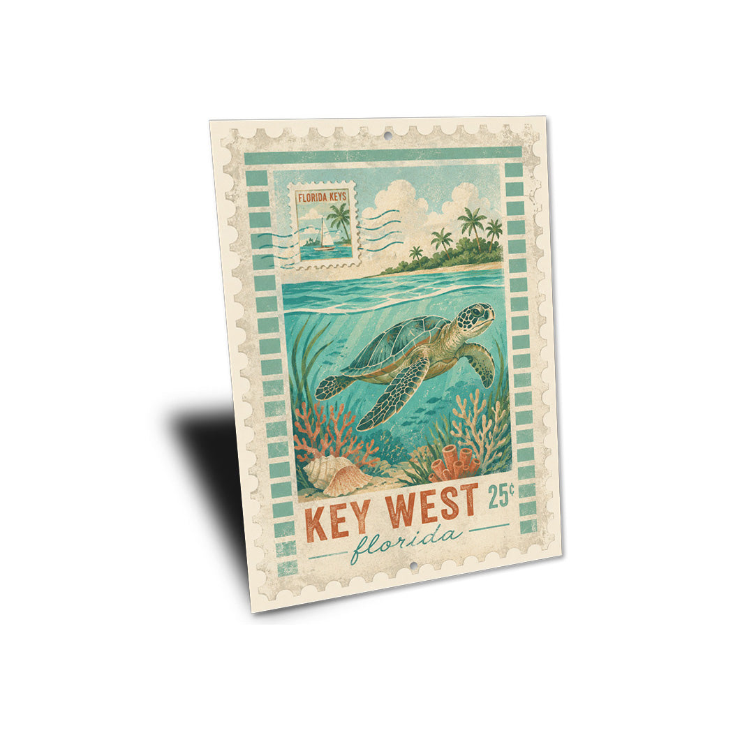 Key West Turtle Stamp Sign
