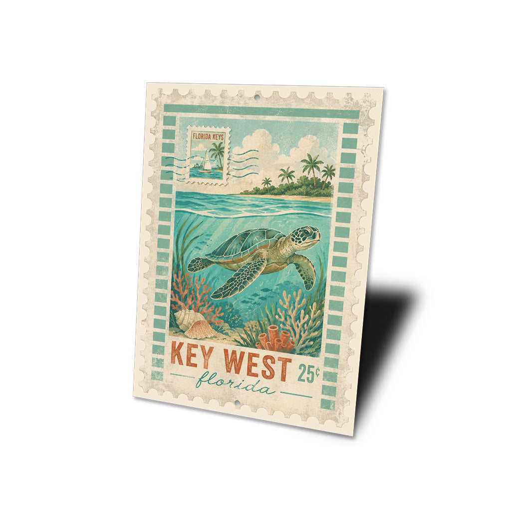 Key West Turtle Stamp Sign