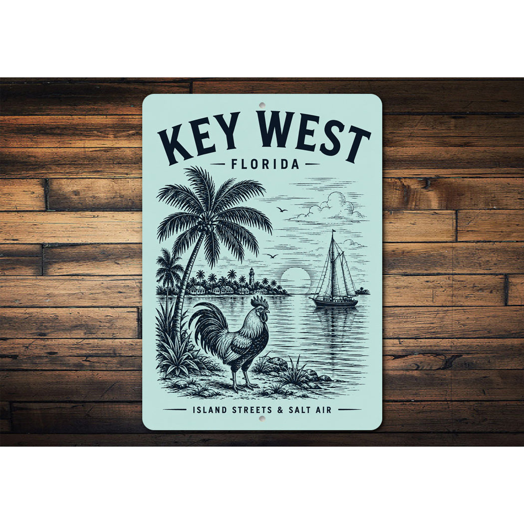 Salt Air Rooster Key West Sign