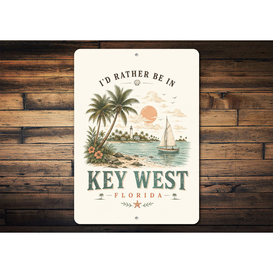 Rather be in Key West Sailboat Sign