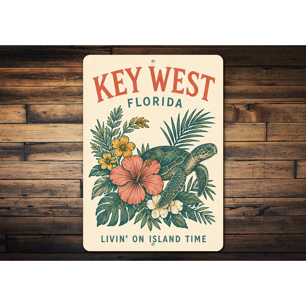 Key West Turtle Hibiscus Sign