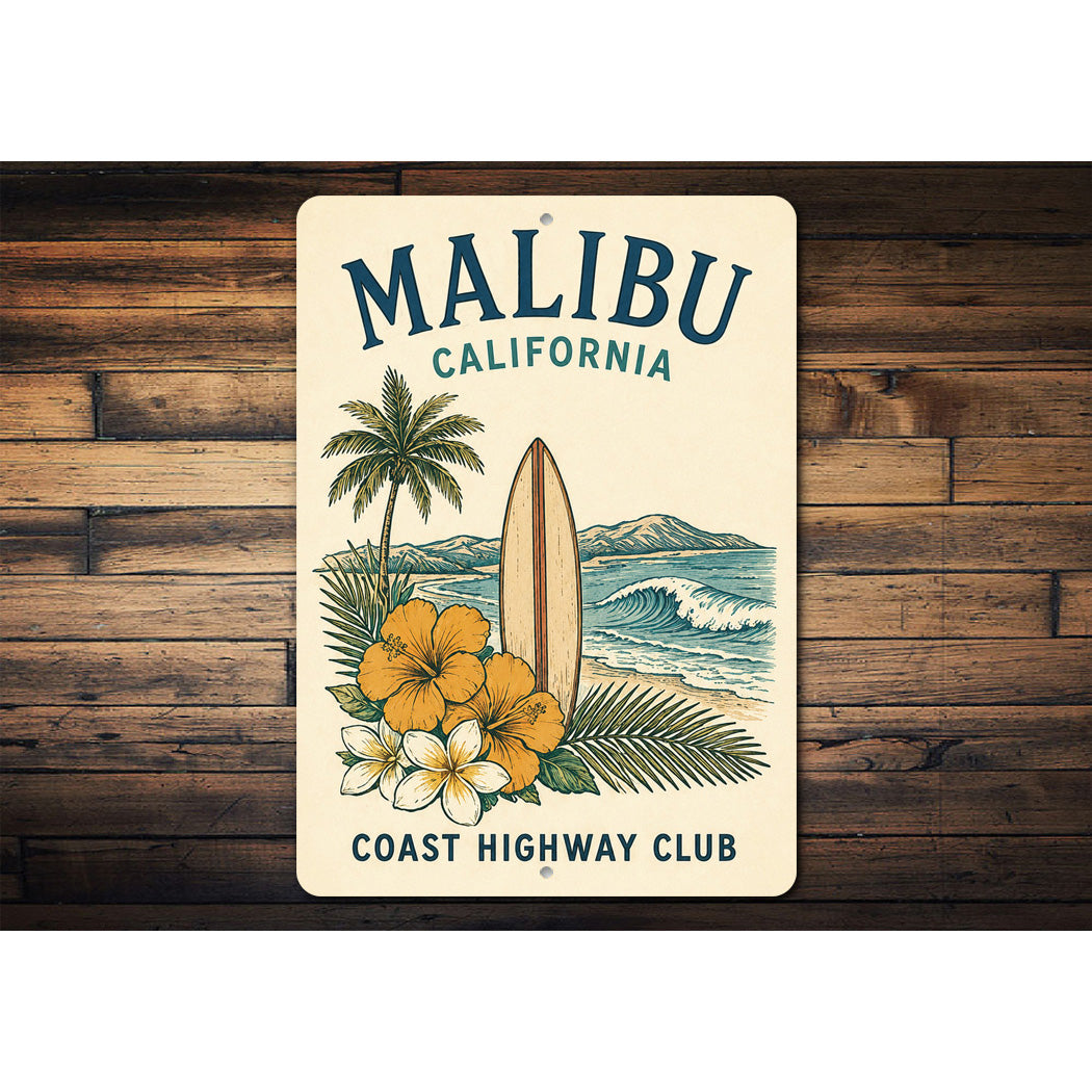 Malibu Surfboard Highway Club Sign