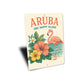 Aruba Hibiscus Flowers Flamingo Sign