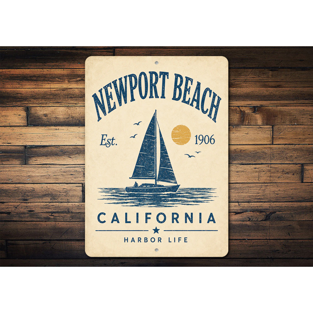 Harbor Life Newport Beach Sailboat Sign