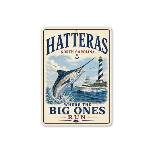 Hatteras Boat Lighthouse Fishing Sign