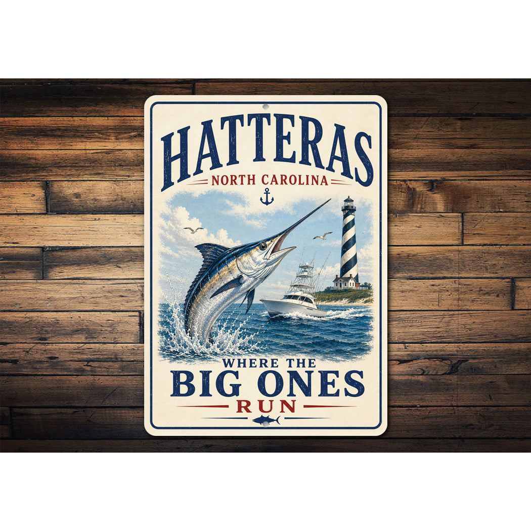 Hatteras Boat Lighthouse Fishing Sign