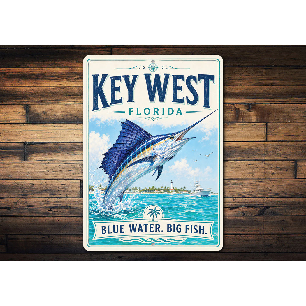 Key West Blue Water Big Fish Sign