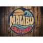 Malibu Sun and Waves Rustic Round Sign