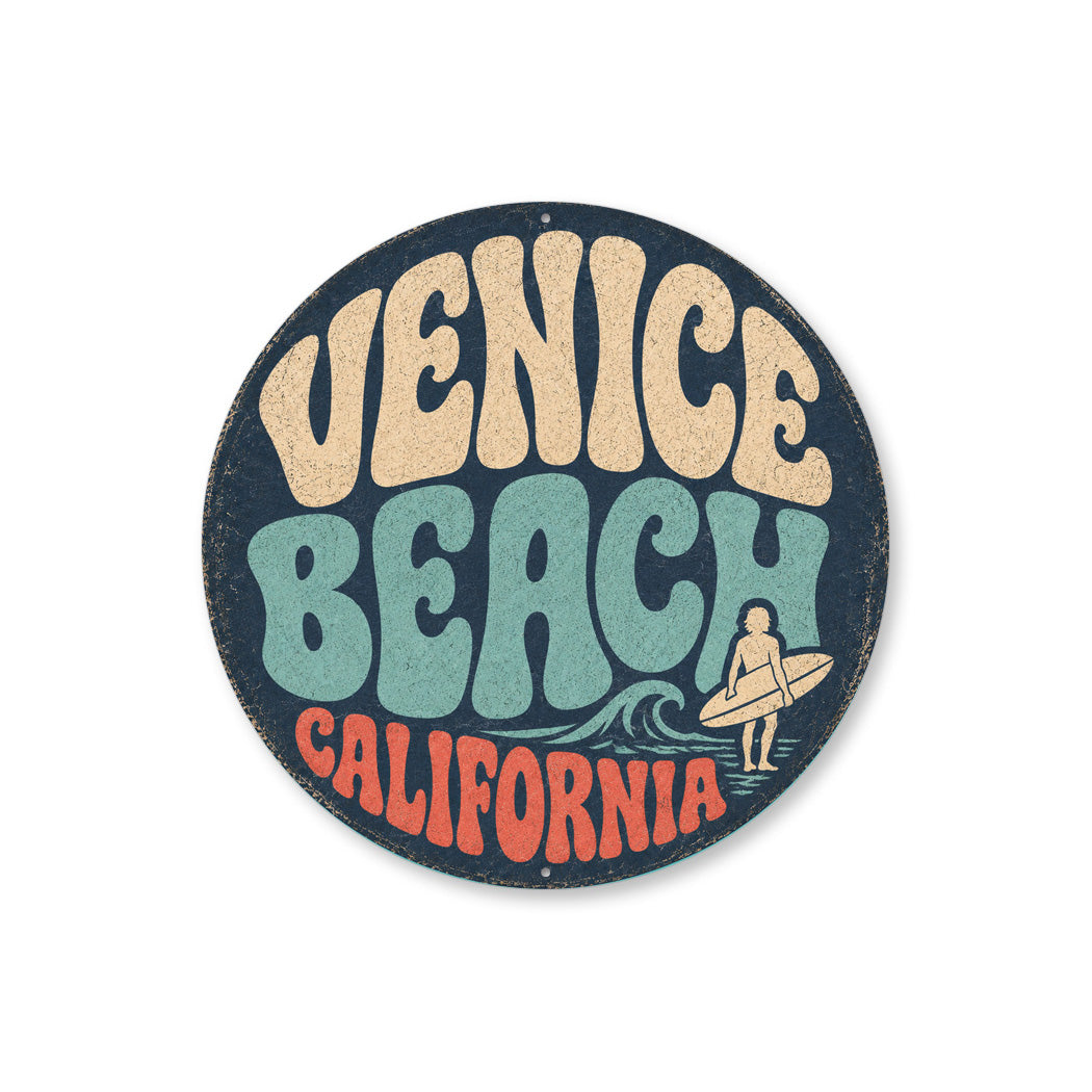 Venice Beach Rustic Round Sign