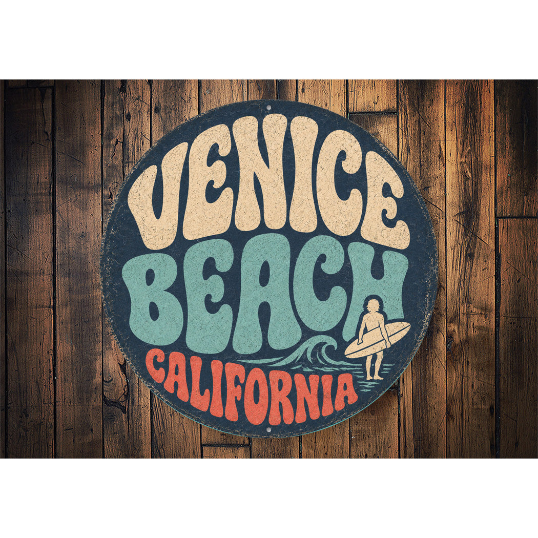 Venice Beach Rustic Round Sign