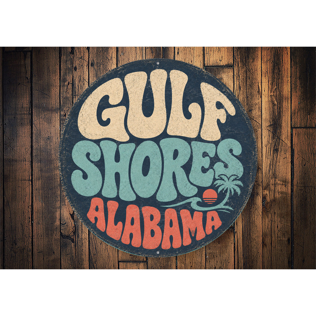 Gulf Shores Rustic Round Sign