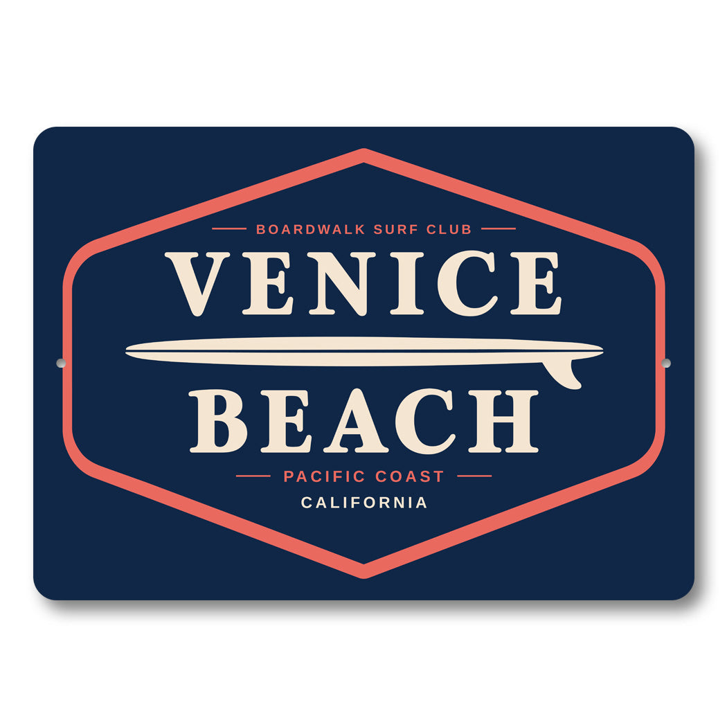 Venice Beach Boardwalk Surf Club Sign