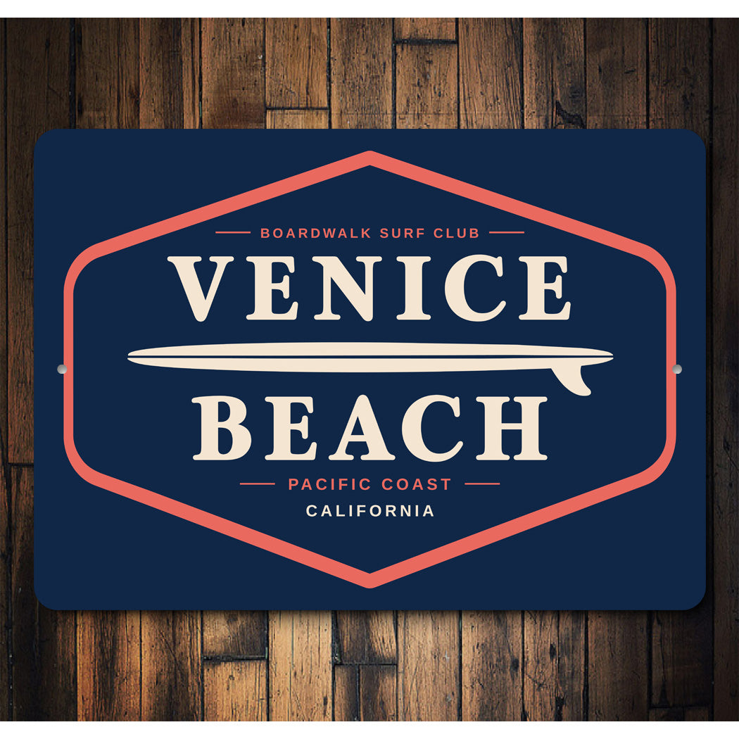 Venice Beach Boardwalk Surf Club Sign