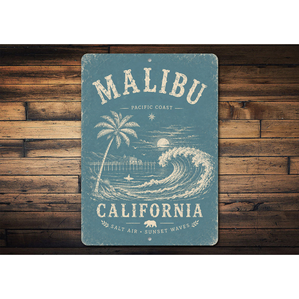 Malibu Waves Pacific Coast Sign