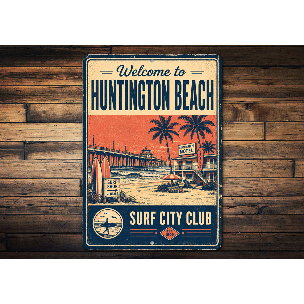 Welcome to Hunting Beach Surf City Club Sign