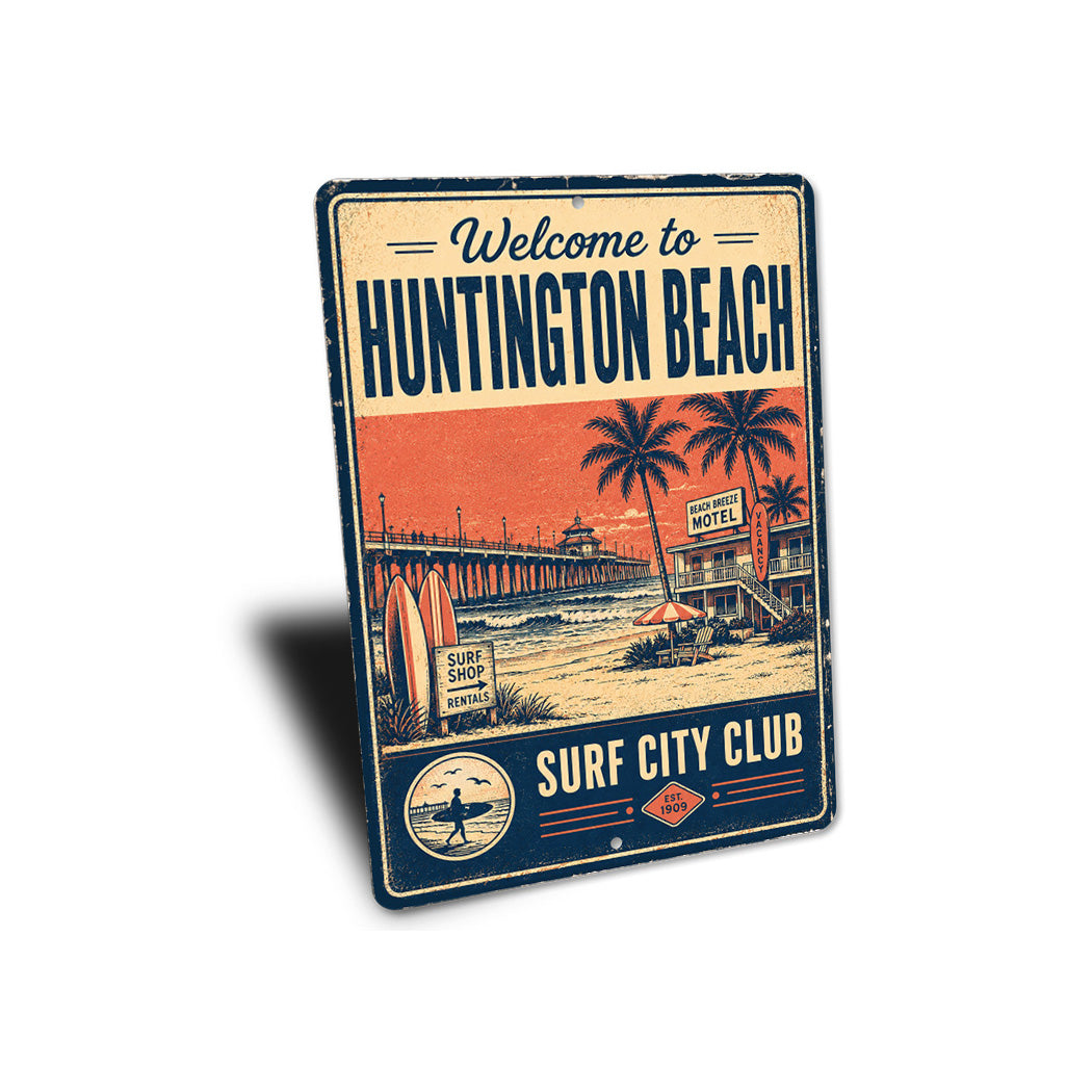 Welcome to Hunting Beach Surf City Club Sign