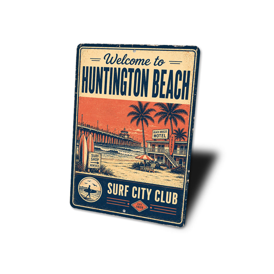 Welcome to Hunting Beach Surf City Club Sign
