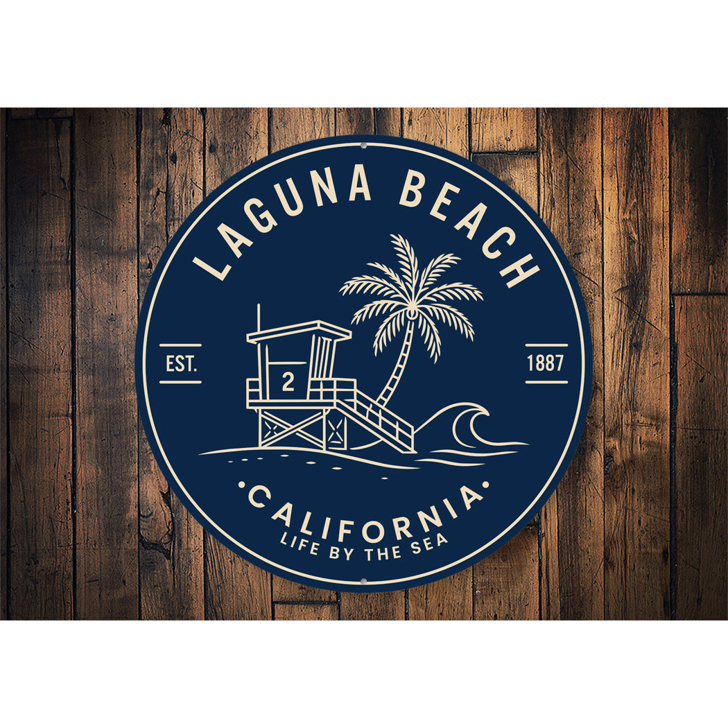 Laguna Beach Life by the Sea Round Sign