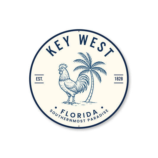 Key West Southernmost Paradise Rooster Round Round Sign