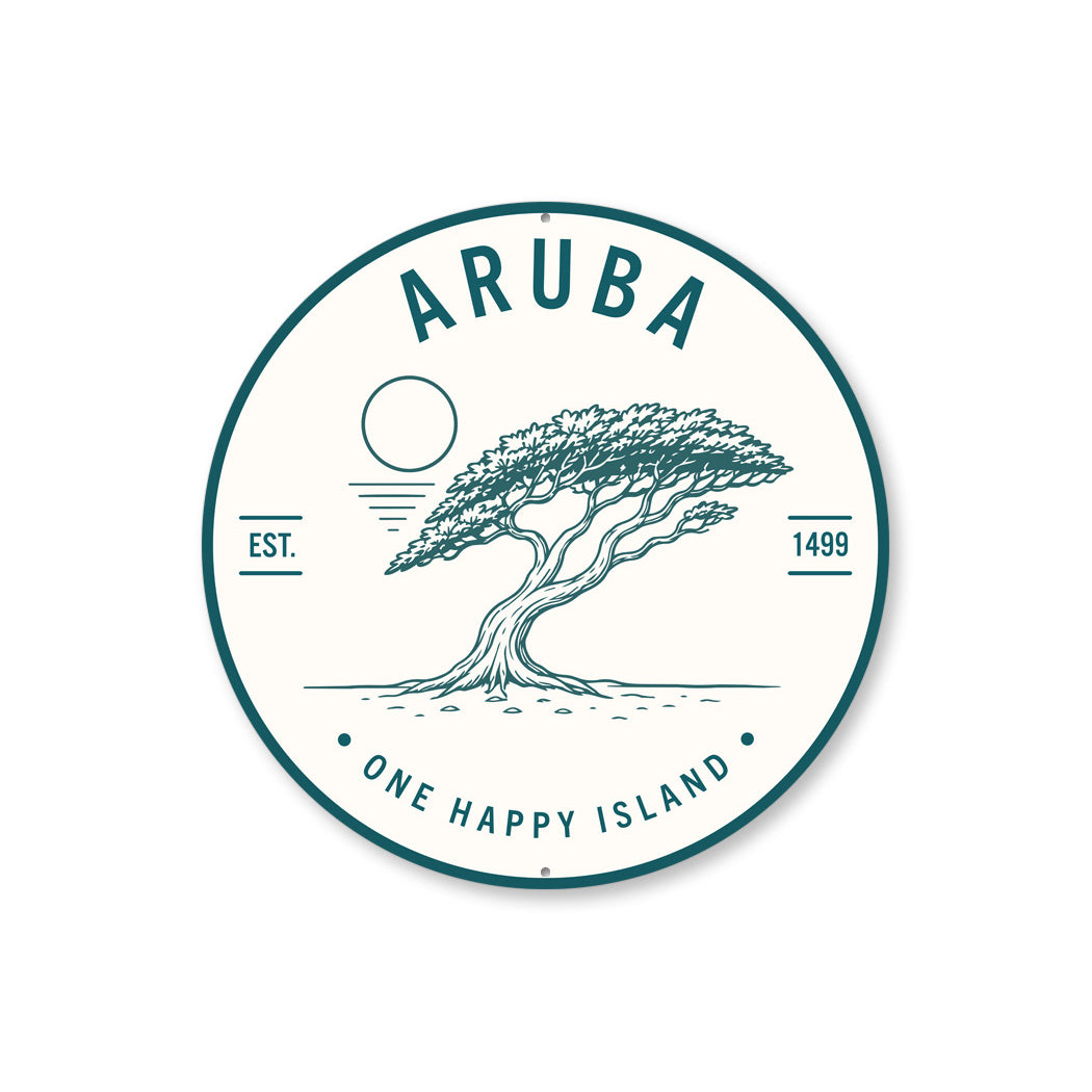 Aruba One Happy Island Round Sign