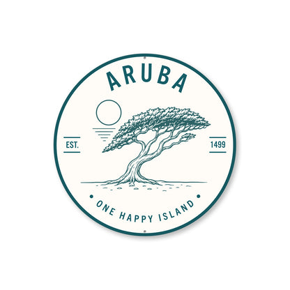 Aruba One Happy Island Round Sign