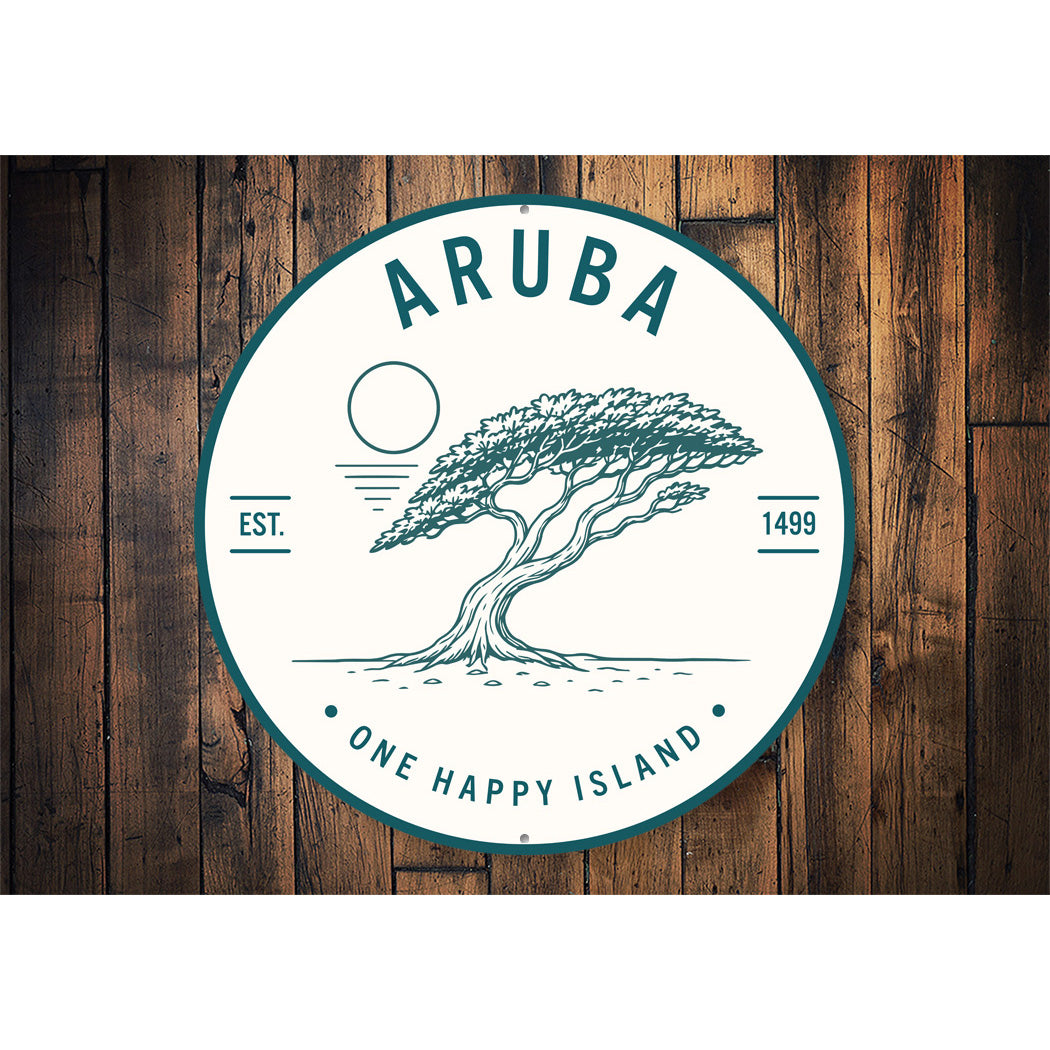 Aruba One Happy Island Round Sign