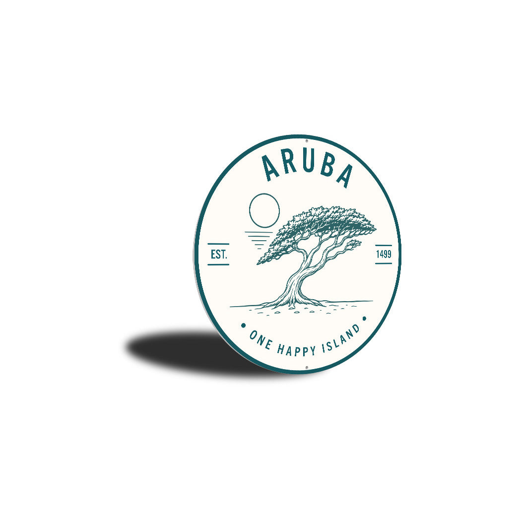 Aruba One Happy Island Round Sign
