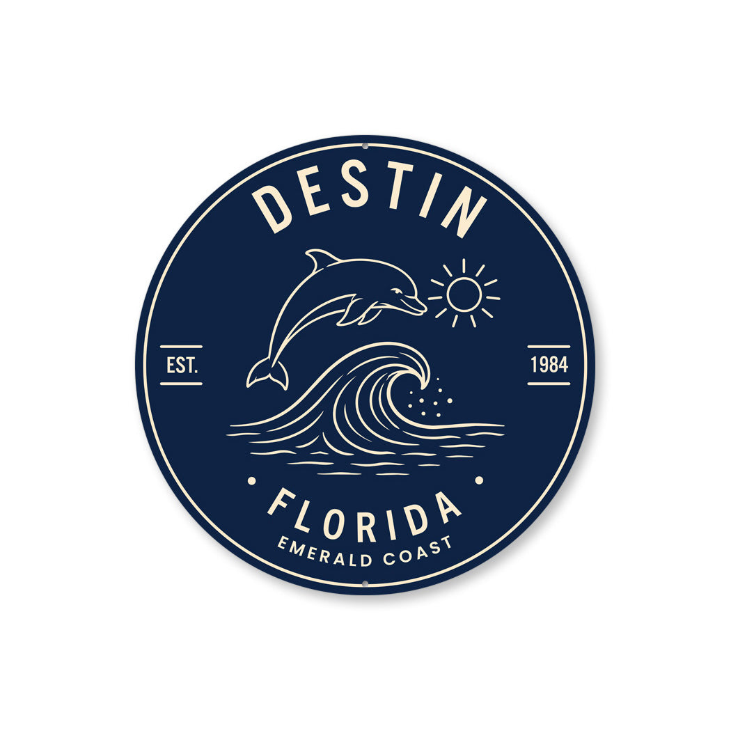 Emerald Coast Dolphin Round Sign