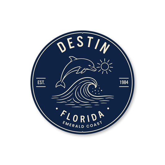 Emerald Coast Dolphin Round Sign