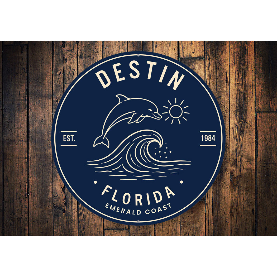 Emerald Coast Dolphin Round Sign