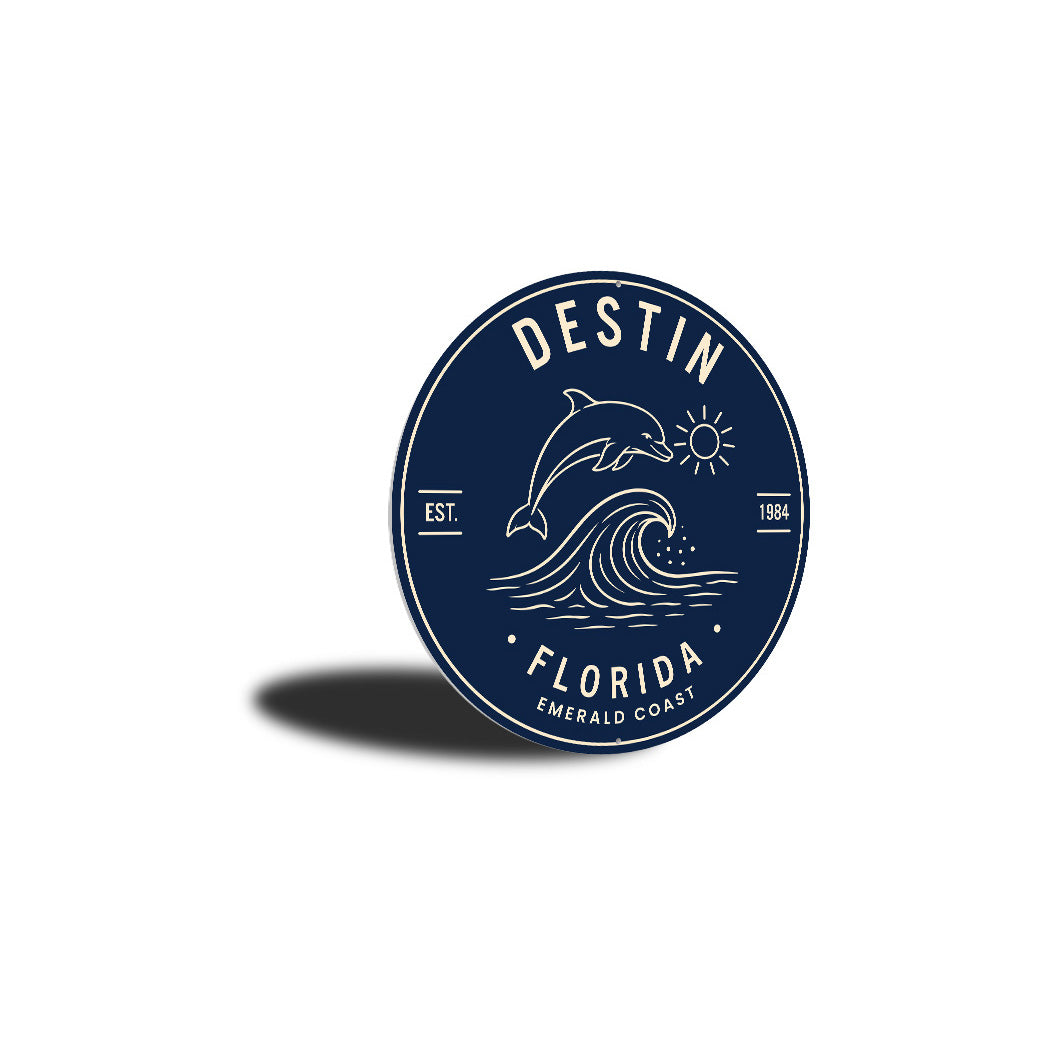 Emerald Coast Dolphin Round Sign