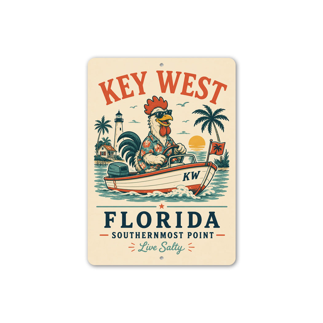 Key West Live Salty Rooster Sign