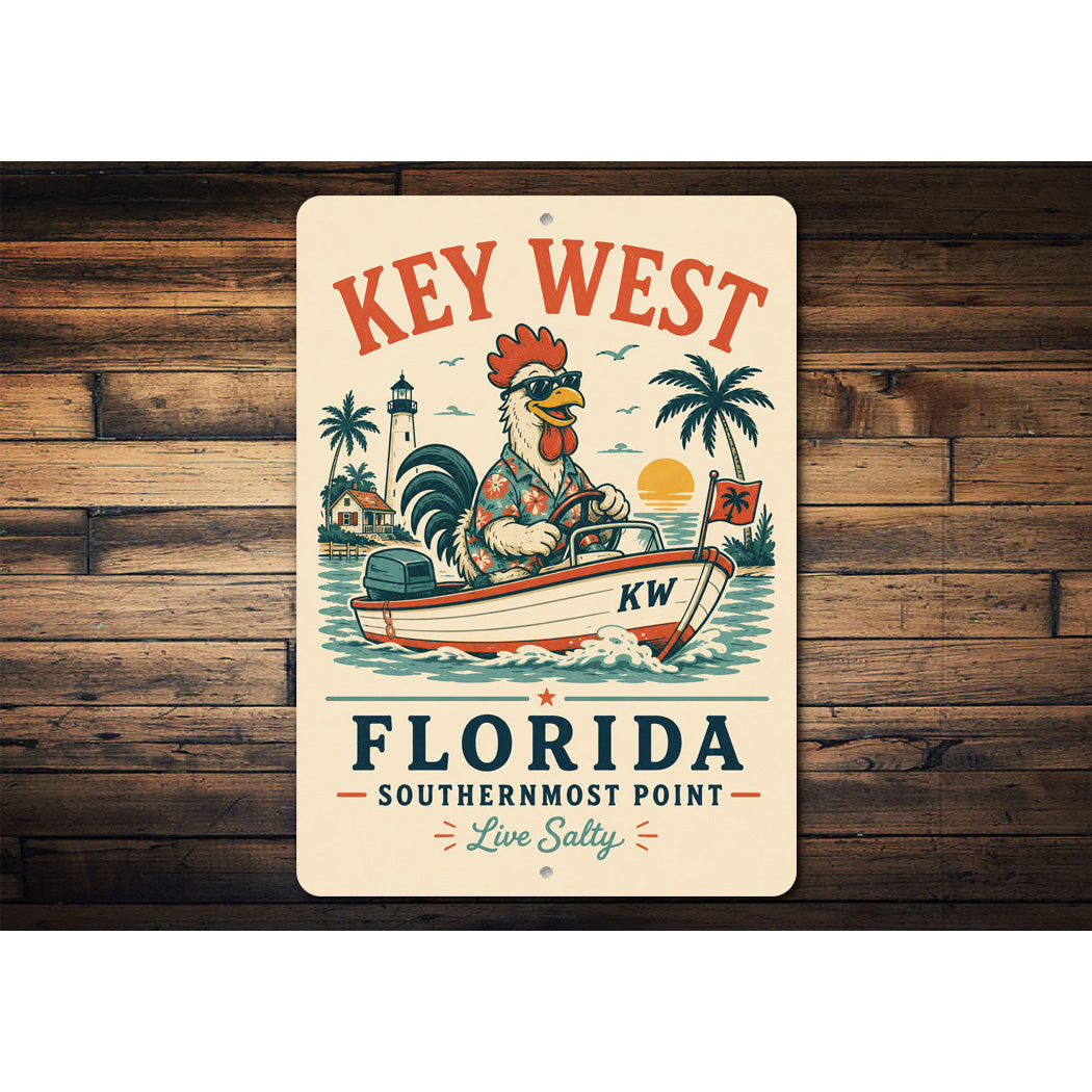 Key West Live Salty Rooster Sign