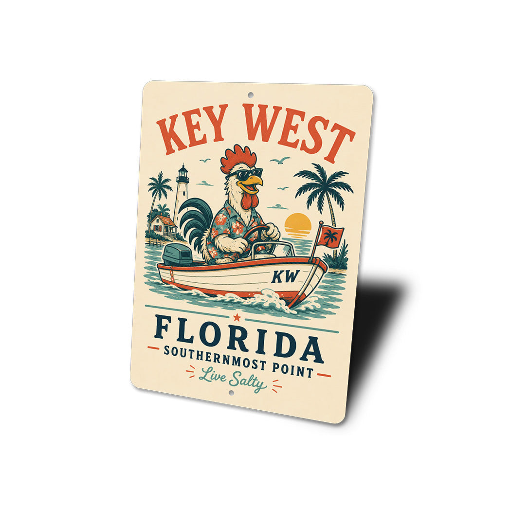 Key West Live Salty Rooster Sign