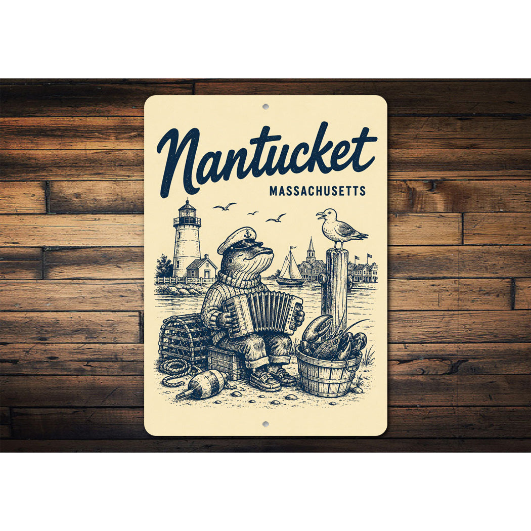 Nantucket Lobster and Whale Sign