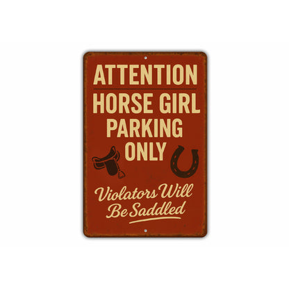 Horse Girl Reserved Parking Cowgirl Equestrian Rustic Sign