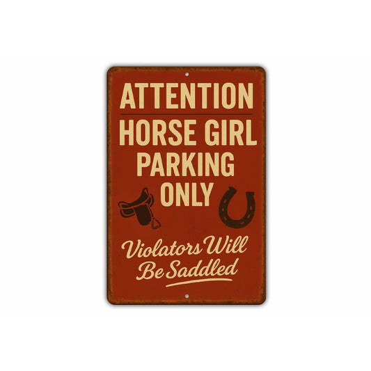 Horse Girl Reserved Parking Cowgirl Equestrian Rustic Sign